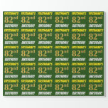 [ Thumbnail: Green, Faux/Imitation Gold, "82nd Birthday" Wrapping Paper ]