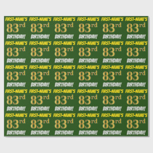 Green, Faux/Imitation Gold, "83rd BIRTHDAY" Wrapping Paper