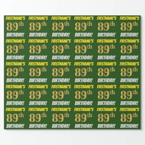 Green FauxImitation Gold 89th BIRTHDAY Wrapping Paper