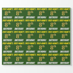 [ Thumbnail: Green, Faux/Imitation Gold, "8th Birthday" Wrapping Paper ]