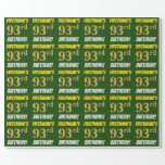 [ Thumbnail: Green, Faux/Imitation Gold, "93rd Birthday" Wrapping Paper ]
