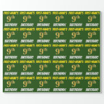 [ Thumbnail: Green, Faux/Imitation Gold, "9th Birthday" Wrapping Paper ]