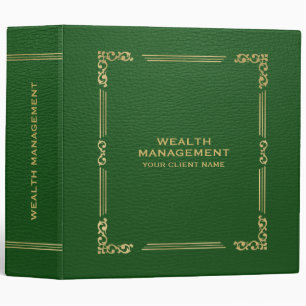 Green Faux Leather Elegant Vintage Gold Frame 3 Ring Binder