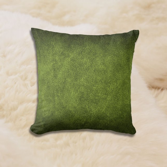 Green Faux Leather Throw Pillow (Creator Uploaded)