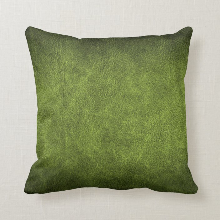 Green Faux Leather Throw Pillow