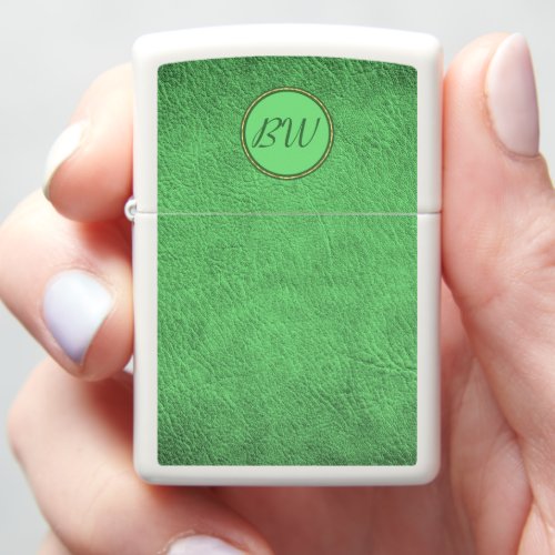 Green Faux Leather Zippo Lighter