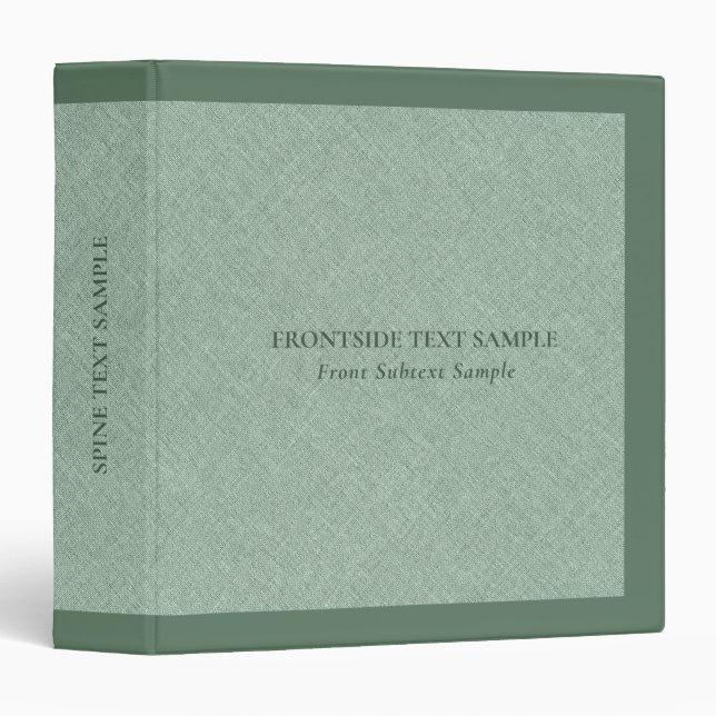 Green Faux Linen Texture Look 3 Ring Binder (Front/Spine)
