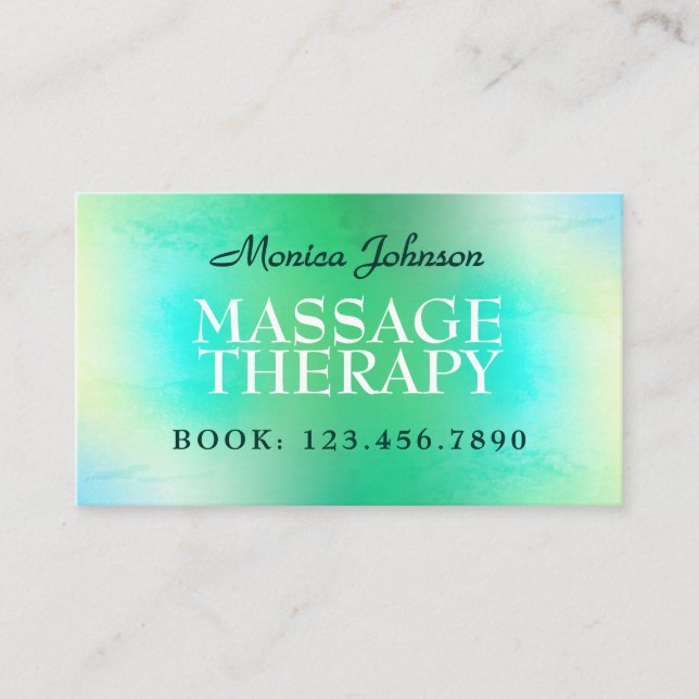 Green faux marble texture natural business card (Front)
