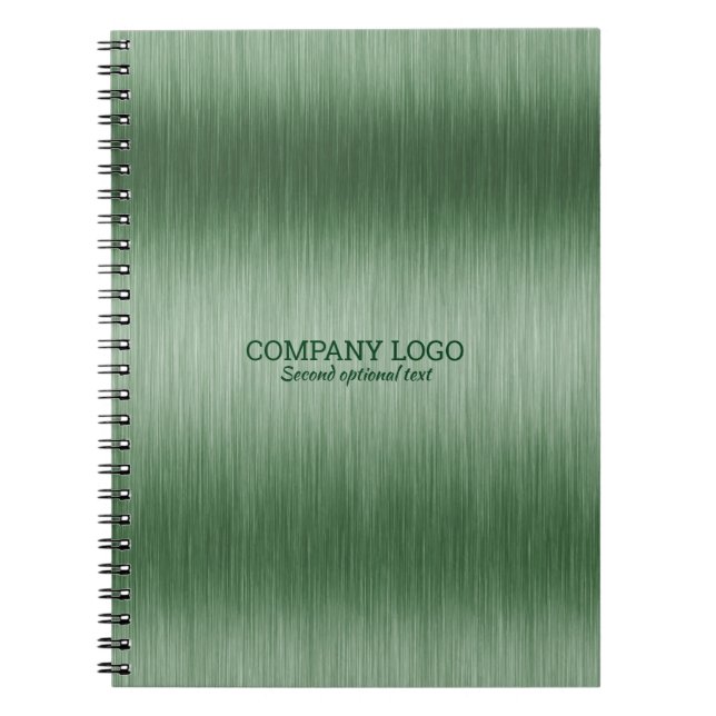 Green faux metallic brushed aluminum texture notebook (Front)