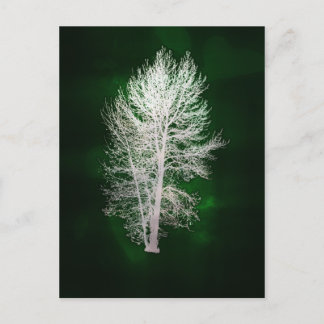 Green faux-metallic tree postcard
