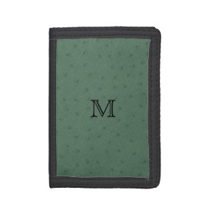Green Faux Ostrich Custom Monogram Wallet