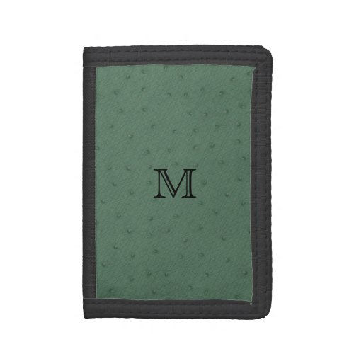 Green Faux Ostrich Custom Monogram Wallet