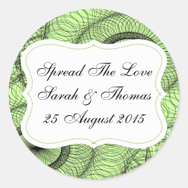 Green Favors Jam Jar Labels Spread The Love (Front)