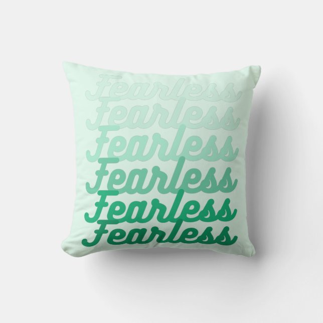 Green Fearless Art Throw Pillow (Front)