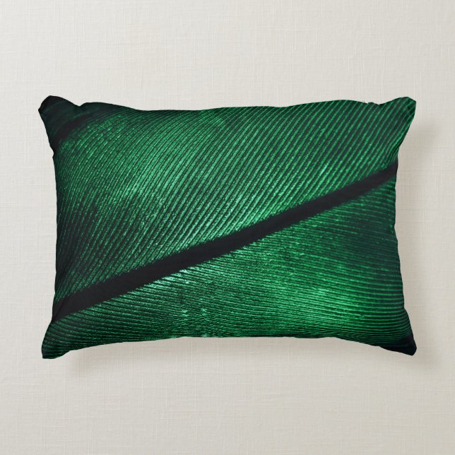Green Feather, Beautiful Pattern Texture. Accent Pillow (Front)