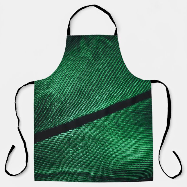 Green Feather, Beautiful Pattern Texture. Apron (Front)