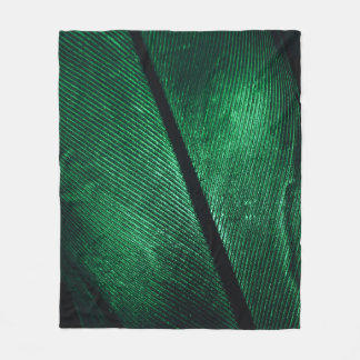 Green Feather, Beautiful Pattern Texture. Fleece Blanket