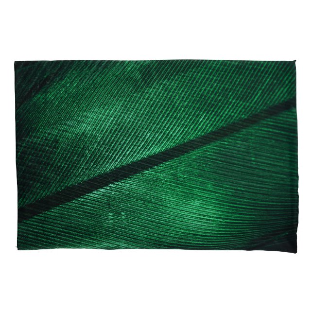 Green Feather, Beautiful Pattern Texture. Pillow Case (Front)
