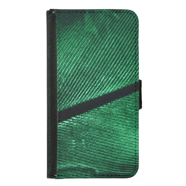 Green Feather, Beautiful Pattern Texture. Samsung Galaxy Wallet Case (Front)