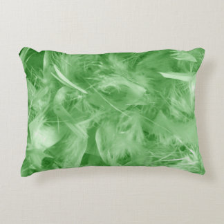 Green Feathers Accent Pillow