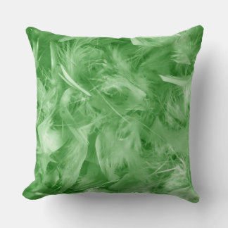 Green Feathers Throw Pillow