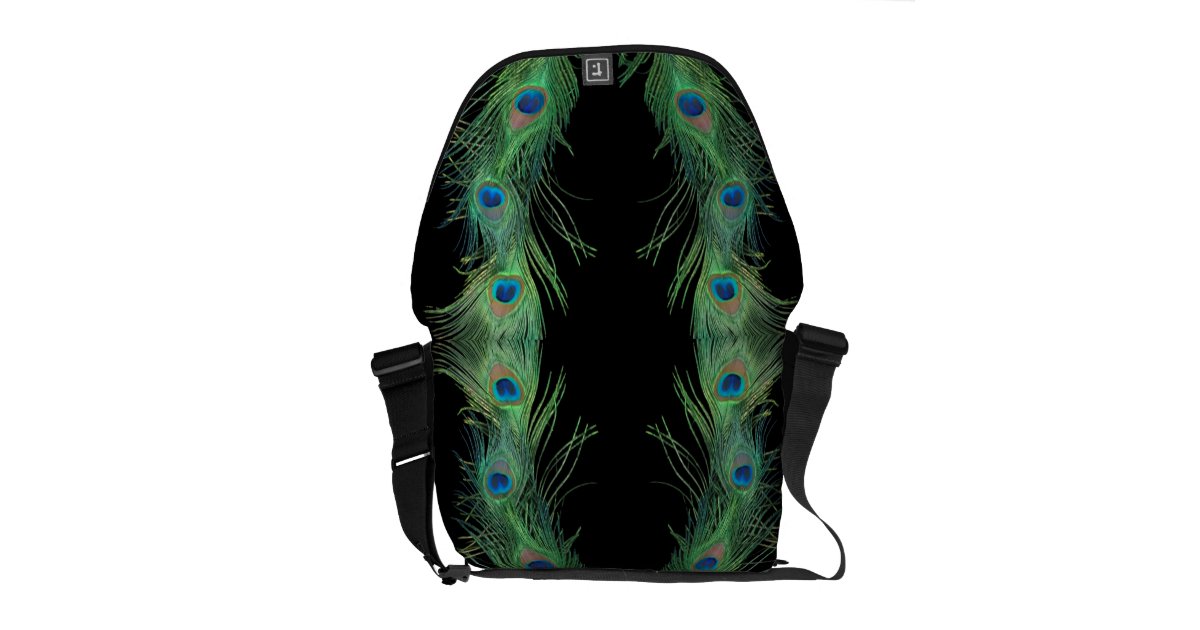 Green Feathers with Black Courier Bag | Zazzle