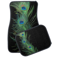 Green Feathers with Black Floor Mat