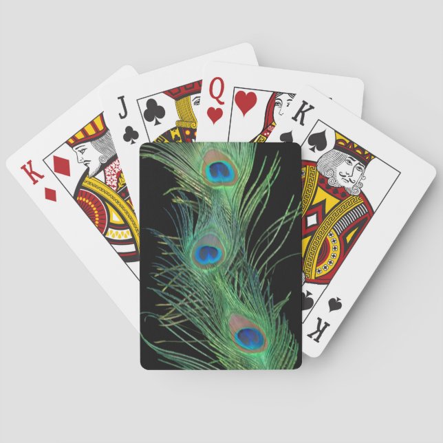 Green Feathers with Black Poker Cards (Back)