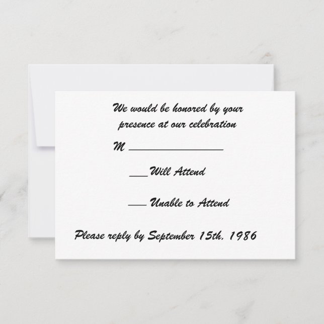 Green Feathers with Black Wedding RSVP Card (Front)