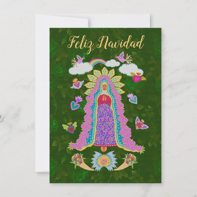 Green Feliz Navidad Christmas Lady of Guadalupe (Front)