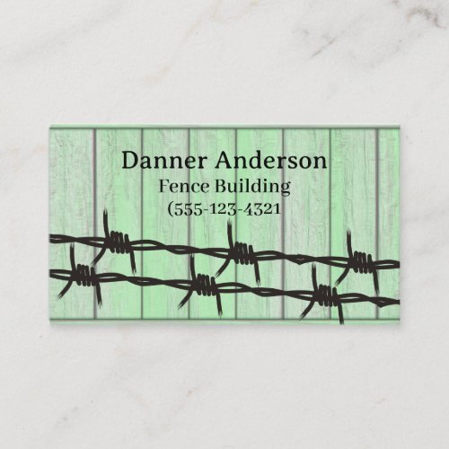 Green Fence Barb Wire Design Fence Company  Busine Business Card
