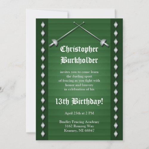 Green Fencing Birthday Party Invitation