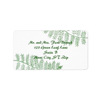 Green Fern Branch Leaves Address Labels