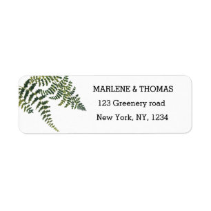 Green Fern Foliage Watercolor Botanical Wedding Label