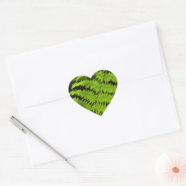 Green fern heart sticker (Envelope)