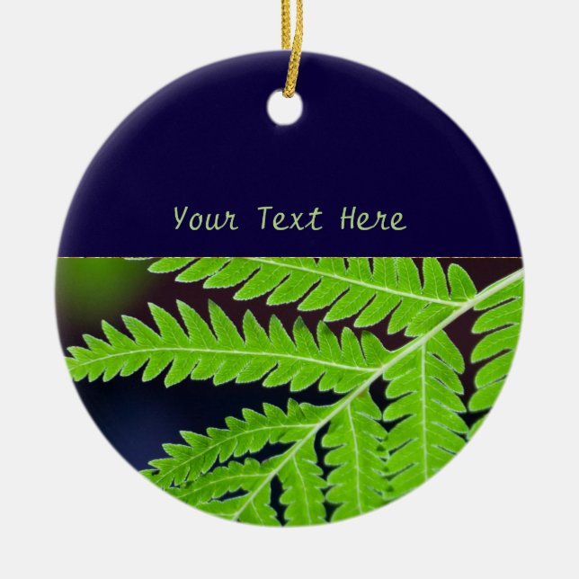Green Fern Leaf Ceramic Ornament (Front)
