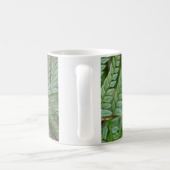 Green fern leaf pattern coffee mug (Handle)