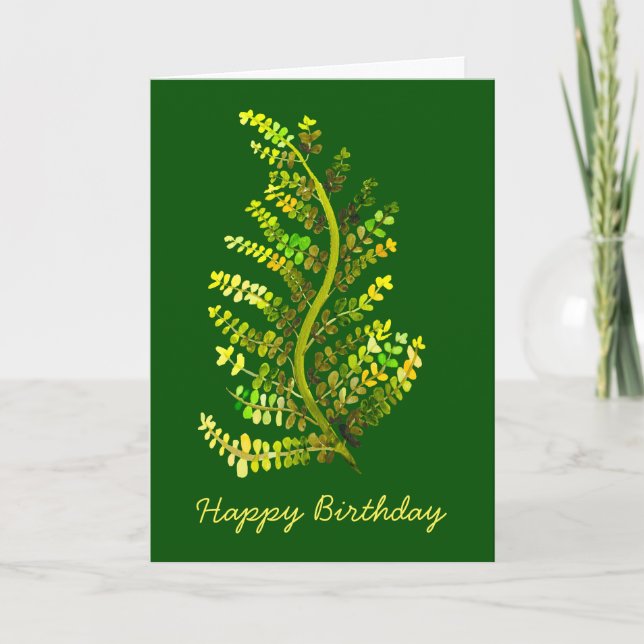 Green fern leaf plant art card (Front)