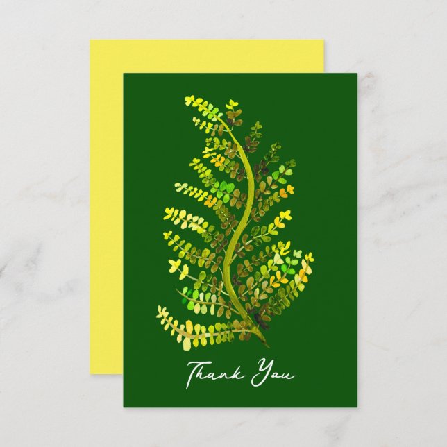 Green fern leaf plant art note card (Front/Back)