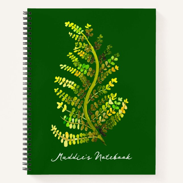 Green fern leaf plant art notebook (Front)