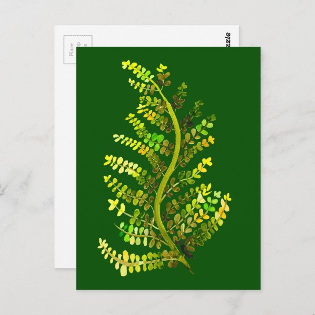 Green fern leaf plant art postcard (Front/Back)