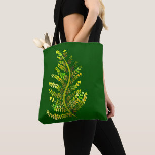 Green fern leaf plant art tote bag