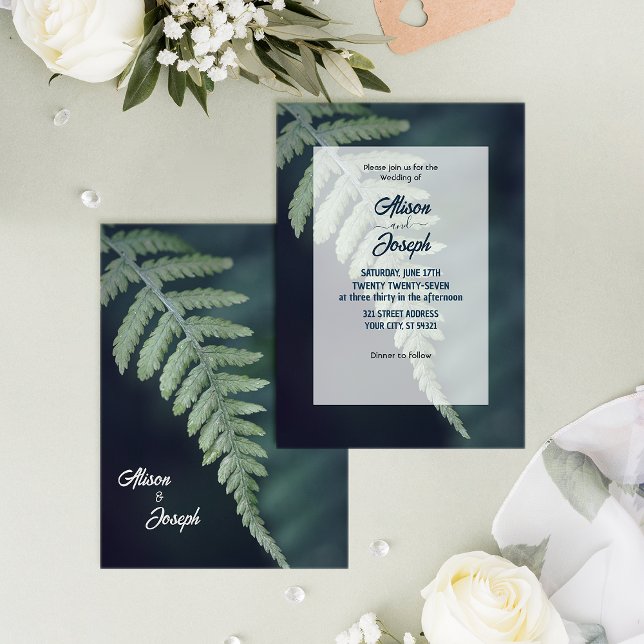 Green fern leaf Wedding Invitation (Creator Uploaded)