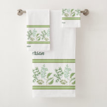 Green Fern Leaves and Branches with custom name