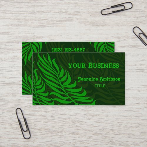 Green Fern Leaves Nature Environmental Business Card