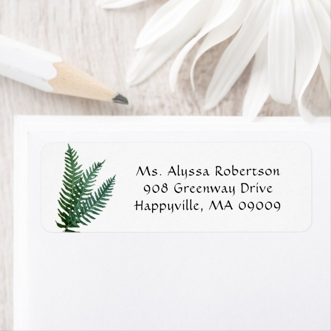 Green Fern Leaves Nature Themed Return Address Label (Insitu)