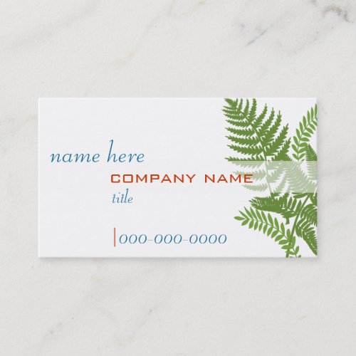 Green Fern Leaves Profile Card Business Card Template