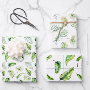 Green Fern Leaves  Wrapping Paper Sheets