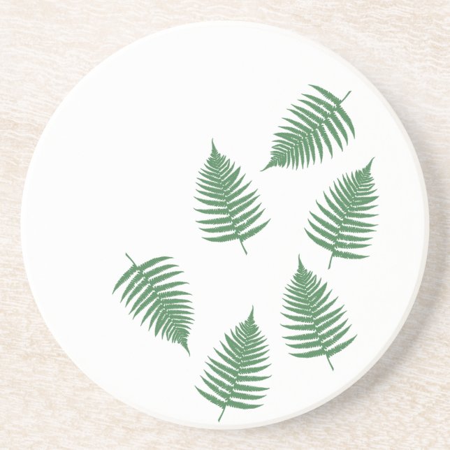 Green Fern Lucky Sandstone Coaster (Front)