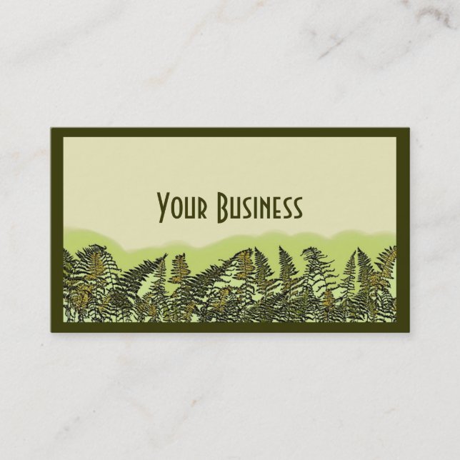 Green fern plant customizable business cards (Front)